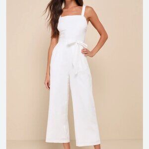 Lulus Ivory Jumpsuit Womens XL White Lagenlook Coastal Beachy Overalls Relaxed